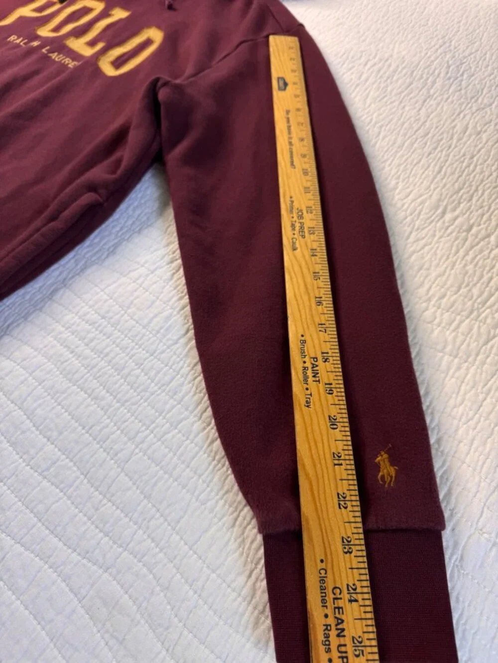 Polo Ralph Lauren Mens Pullover Maroon Hoodie Sweatshirt Gold Logo XL Casual